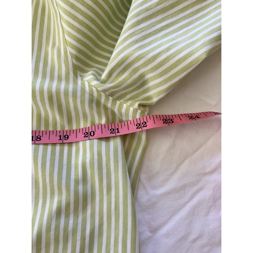 Chico’s No-Iron Lime Green Striped Shirt Pop Collar 3/4 Sleeve Size 2 / L - Picture 5 of 6